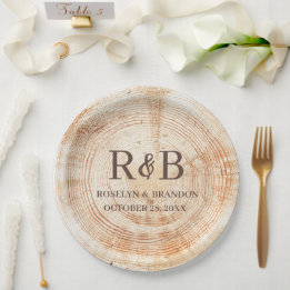 Plato De Papel Nombres de monograma del Personalizado de Boda Rús