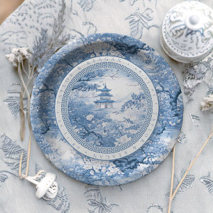 Plato De Papel Nombres de patrones de Chinoiserie de borde geomét