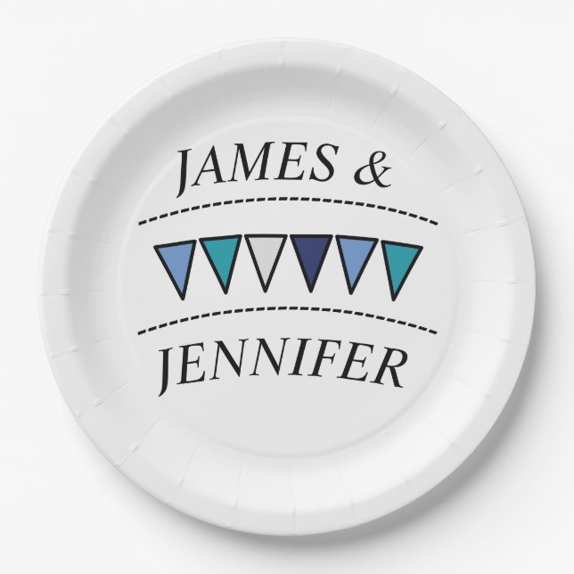 Plato De Papel Nombres divertidos de Bunting (Anverso)