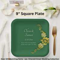 Nombres Fecha Mensaje Esmeralda Verde y Dorado 9" 