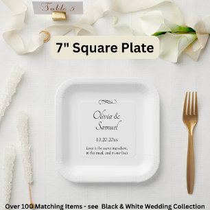 Plato De Papel Nombres Fecha Mensaje Negro Blanco Infinito Despla