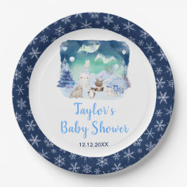 Plato De Papel Northern Lights Arctic Animals Baby Shower