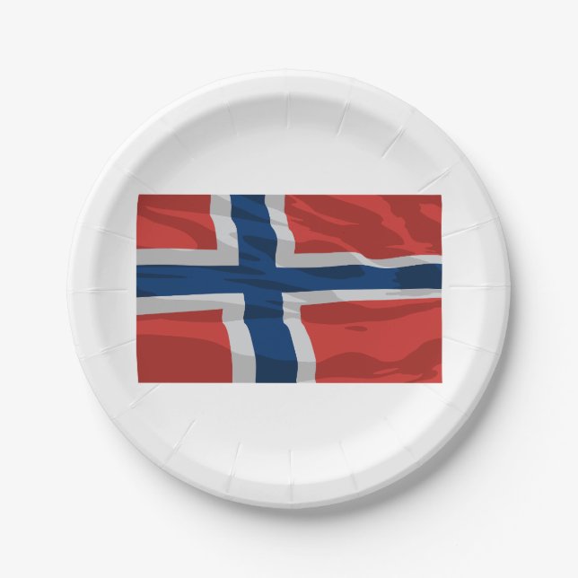 Plato De Papel Norway Flag Red And Blue (Anverso)