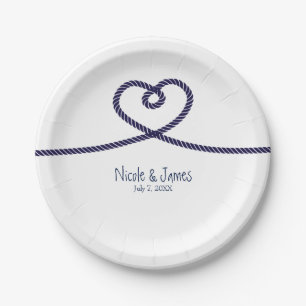 Plato De Papel Nos estamos casando corazón náutico playa Boda