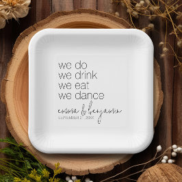 Plato De Papel Nosotros Bebemos Comemos Bailamos - Boda Moderna