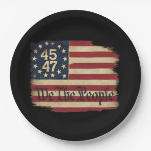 Plato De Papel Nosotros El Pueblo Trump 45 47 Bandera Vintage Det
