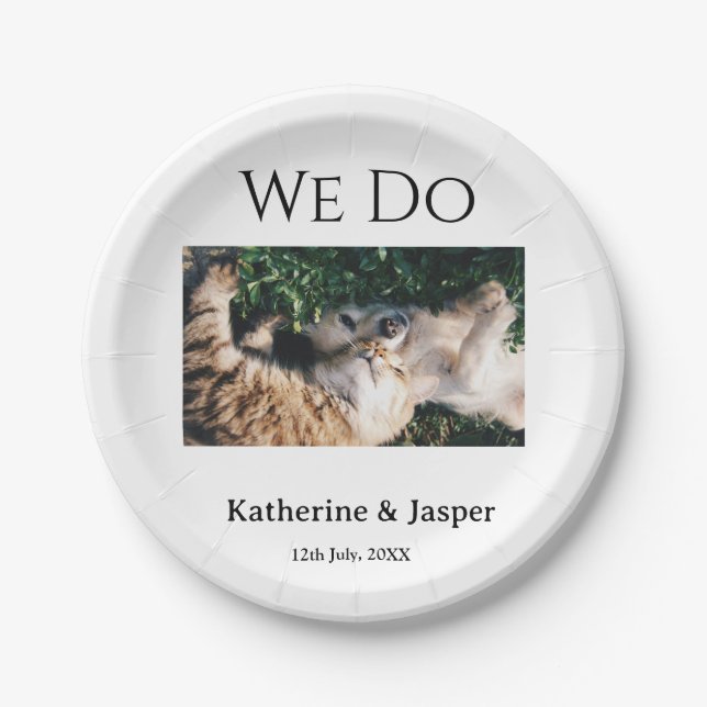 Plato De Papel Nosotros hacemos nombre de mascota de compromiso d (Anverso)