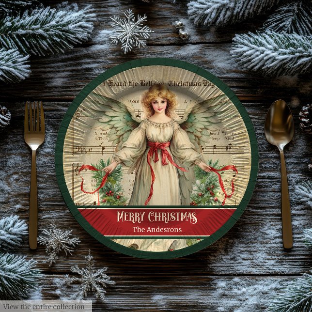 Plato De Papel Nostalgic Christmas Paper Plates Elegant Angel Art (Nostalgic Christmas Paper Plates Elegant Angel Art)