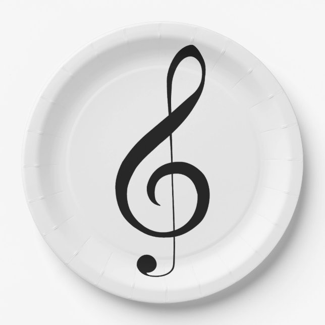 Plato De Papel Nota Musical de Triple Clave, (Anverso)