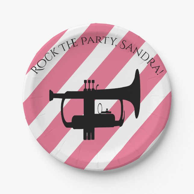 Plato De Papel Nota musical Personalización en blanco y negro de  (Anverso)