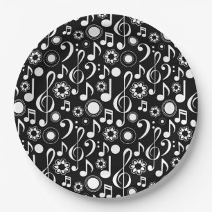 Plato De Papel Notas de música y Clefs