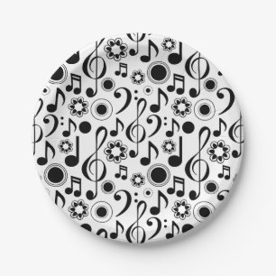 Plato De Papel Notas de música y Clefs
