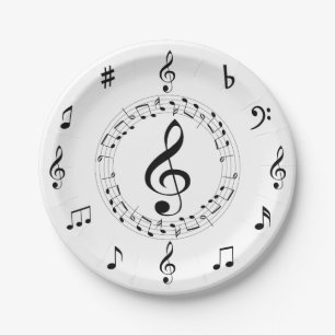 Plato De Papel Notas musicales