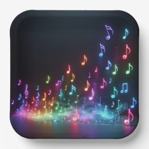 Plato De Papel Notas musicales de Dancing Neon