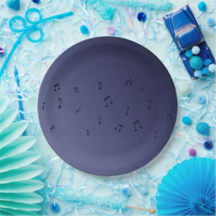 Plato De Papel Notas musicales de Oscuro Ombre