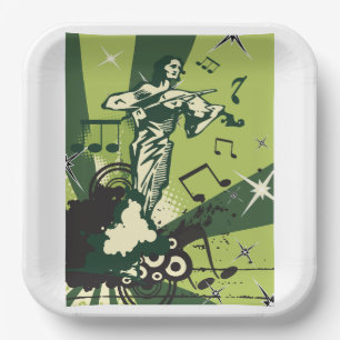 Plato De Papel Notas musicales del Violin Player