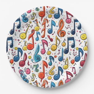 Plato De Papel Notas musicales Diseño de arte de Kawaii