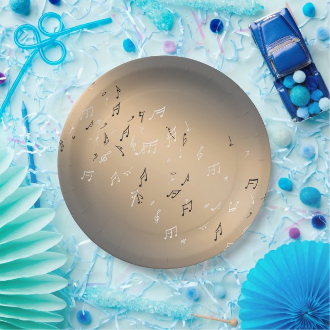 Plato De Papel Notas musicales Placa de papel Golden Moon (Fiesta)