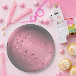 Plato De Papel Notas musicales Placa rosa de papel lunar