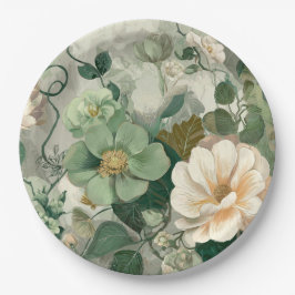 Plato De Papel Nouveau Garden Whimsy Botanical Paper Plate