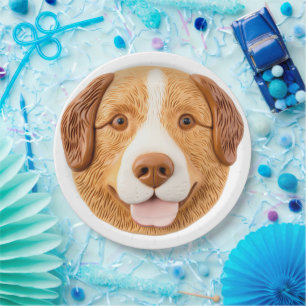 Plato De Papel Nova Scotia Duck Toller Perro 3D Inspirado