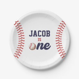 Plato De Papel Novato del Año Béisbol 1er Cumpleaños