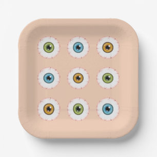 Plato De Papel Nove Halloween Ojos Coloridos Ojos Halloween