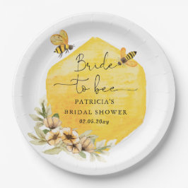 Plato De Papel Novia Abeja Floral Shower Nupcial
