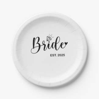 Plato De Papel Novia Anuncio de Boda de Primavera 2025 Matrimonio