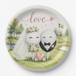 Plato De Papel Novia de boda de golf novio pelota de golf tee con
