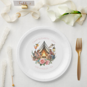 Plato De Papel Novia de Campamento Rústico Personalizada