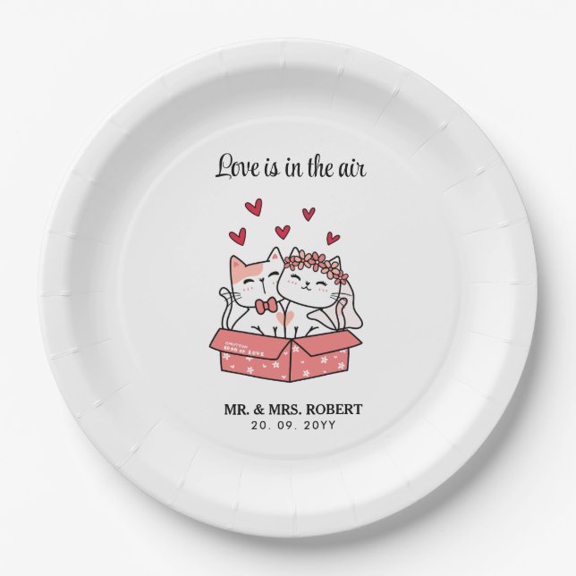 Plato De Papel Novia De Gato Y Boda De Groom (Anverso)