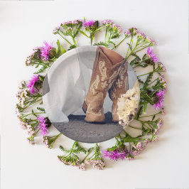 Plato De Papel Novia de Texas en Boots, ducha de novias