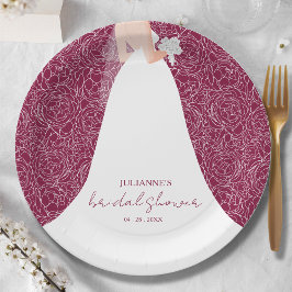 Plato De Papel Novia elegante en ducha de novias de Cranberry