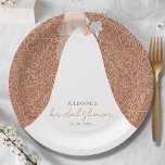 Plato De Papel Novia elegante en la ducha nupcial de Terracotta<br><div class="desc">Una novia vestida con su boda sobre una rosa blanca en un fondo de terracota (o de cualquier color),  se suma mucho a la decoración de la ducha de novias. COINCIDIENDO con los artículos de nuestra tienda.</div>