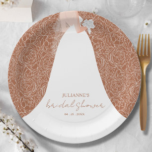 Plato De Papel Novia elegante en la ducha nupcial de Terracotta