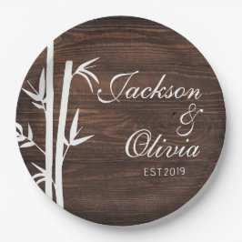 Plato De Papel Novia Moderna Y Groom Nombre Y Fecha Personalizado