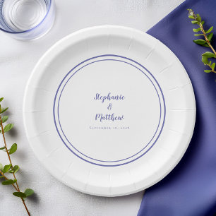 Plato De Papel Novia Novio Boda Blanca Moderno Simple Vinca Menor