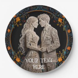Plato De Papel Novia & Novio Boda Personalizada 