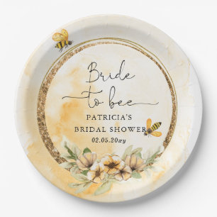 Plato De Papel Novia Para Ser Miel de Abeja Floral Ducha Nupcial