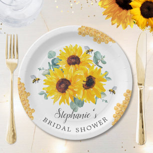 Plato De Papel Novia Para Ser Panal De Girasoles Despedida de Sol