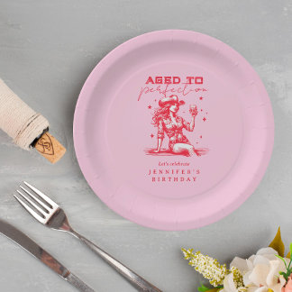 Plato De Papel Novia Rosa de la edad a fiesta de cumpleaños de la