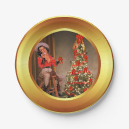 Plato De Papel Novia Sobre La silla Con Placas De Árbol De Navida