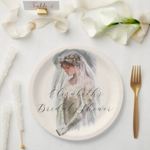 Plato De Papel Novia Victoriana Vintage con Biblia Harrison Fishe