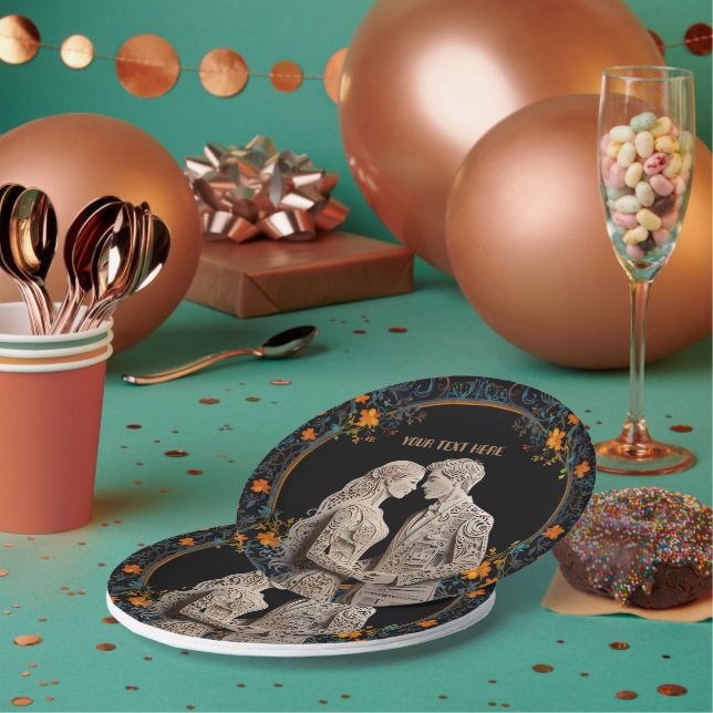 Plato De Papel Novia y Novio Boda Personalizada  (Multi)