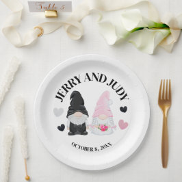 Plato De Papel Novia y Novio Gnomo