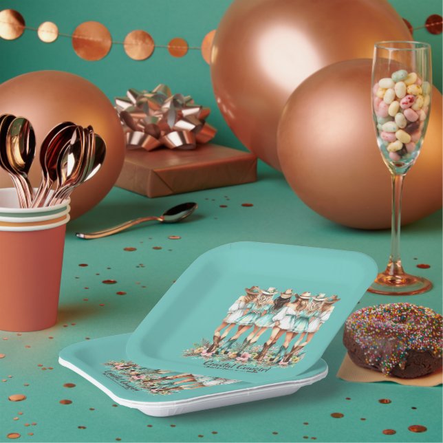 Plato De Papel Novias Costeras Bridesmaids Plaza De 7 Pulgadas (Multi)