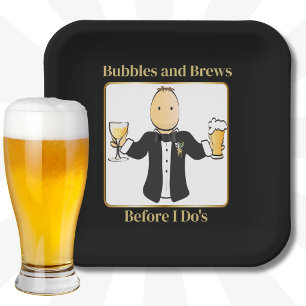 Plato De Papel Novio Dibujo Animado Dicho Divertido Cerveza Fiest