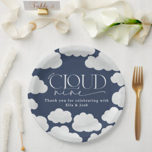 Plato De Papel Nube azul marino nueve duchas moderno elegante