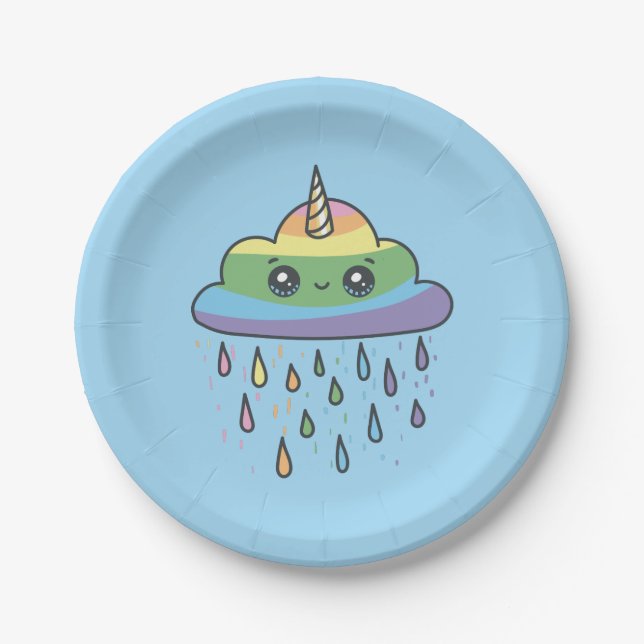 Plato De Papel Nube de unicornio (Anverso)